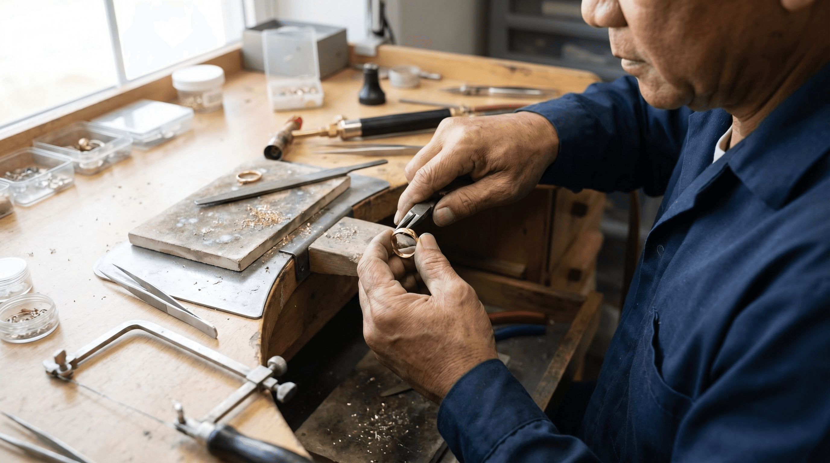 Paulo at his goldsmith's bench